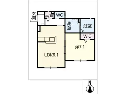 ラ・カーサ・フェリーチェ(1LDK/1階)の間取り写真