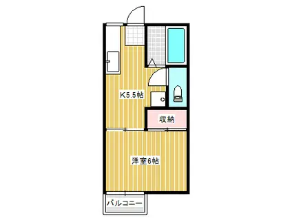 グランデュール小幡B棟(1K/2階)の間取り写真