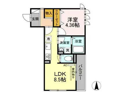 アンジュール綾瀬(1LDK/2階)の間取り写真