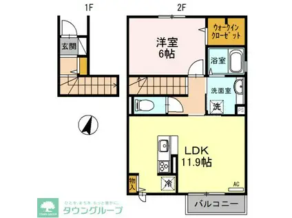 D-ROOM彩都一号館(1LDK/2階)の間取り写真