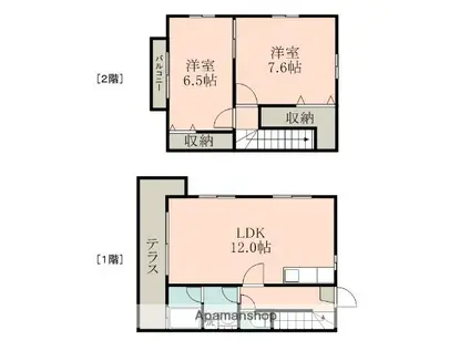 ディー・ルーエ秋津A(2LDK/1階)の間取り写真