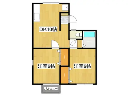 鷹野ハイツA棟(2DK/2階)の間取り写真