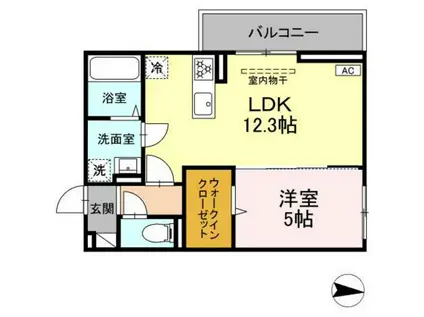 ゼフィール飯田(1LDK/1階)の間取り写真