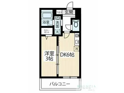 ARKOBALENO SHINITABASHI(1DK/2階)の間取り写真