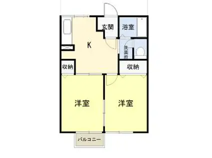 シティハイムレイメイ(1LDK/1階)の間取り写真