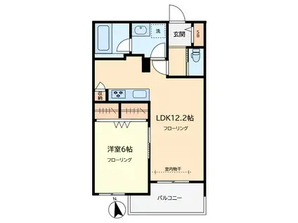 エルテ下馬(1LDK/2階)の間取り写真