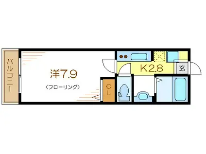 ドーヴェルニュSGB(1K/2階)の間取り写真