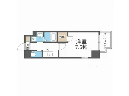 ビガーポリス405同心III(1K/3階)の間取り写真