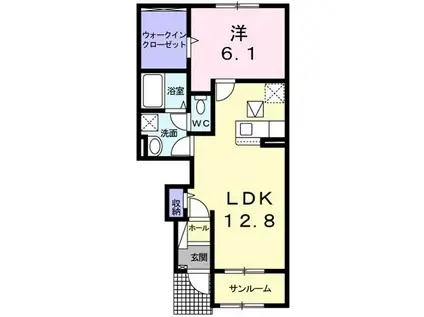 クルール・クレールII(1LDK/1階)の間取り写真