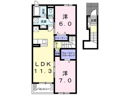 リヴァーサ A(2LDK/2階)の間取り写真