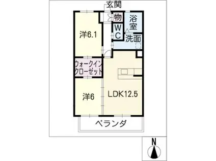 ボヌール(2LDK/2階)の間取り写真