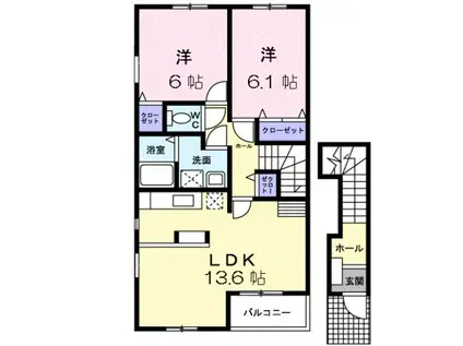 バンフォーレMK(2LDK/2階)の間取り写真