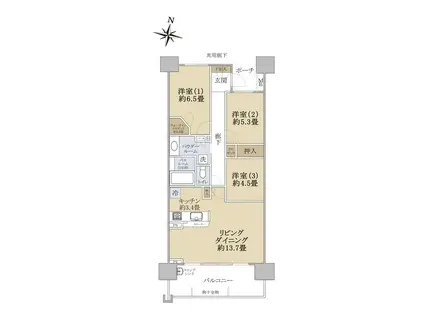 パークスクエア湘南茅ヶ崎(3LDK/10階)の間取り写真