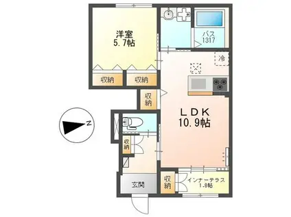 ロイヤルサージュ(1LDK/1階)の間取り写真