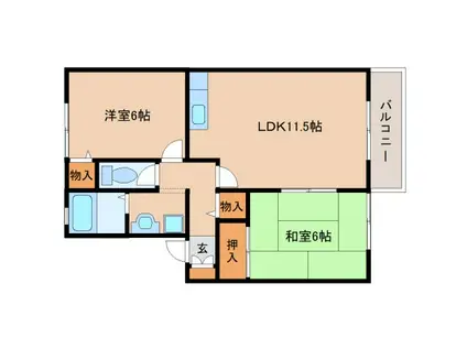 セジュール一番館(2LDK/2階)の間取り写真