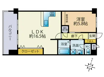 ライオンズマンション赤坂(1LDK/6階)の間取り写真