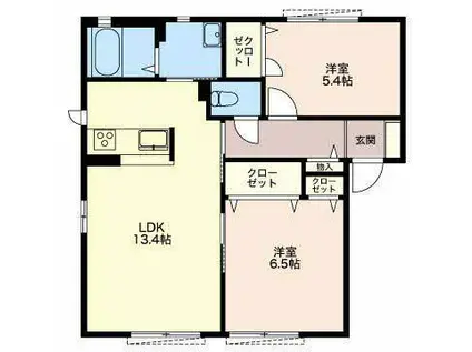 ヴィルセードル(2LDK/1階)の間取り写真
