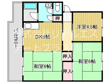 サンコーポ上畑(3DK/2階)の間取り写真
