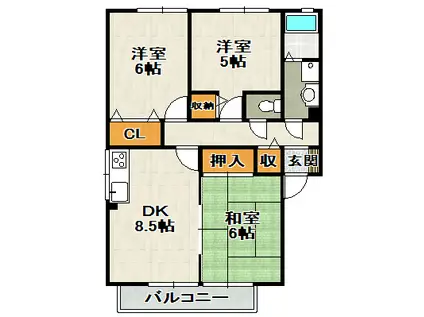 グランパルク向井(3DK/2階)の間取り写真