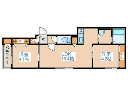 SUZU CORT元町(2LDK/2階)の間取り写真