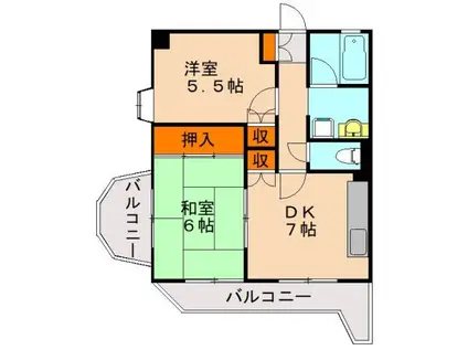 ハイム古屋(2DK/3階)の間取り写真