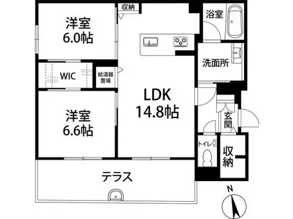 ポルターナI(2LDK/1階)の間取り写真