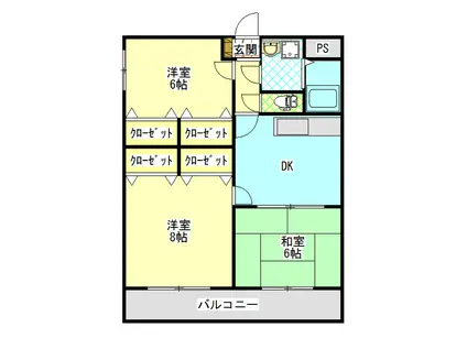 ビューテラス福田(3DK/1階)の間取り写真