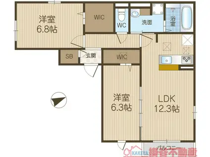 ミドリ八幡町レジデンス(2SLDK/1階)の間取り写真