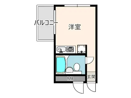 ウエスト-ONE II(ワンルーム/7階)の間取り写真