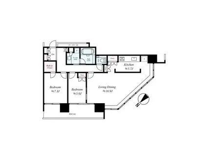 ブリリアグランデみなとみらい(2LDK/23階)の間取り写真