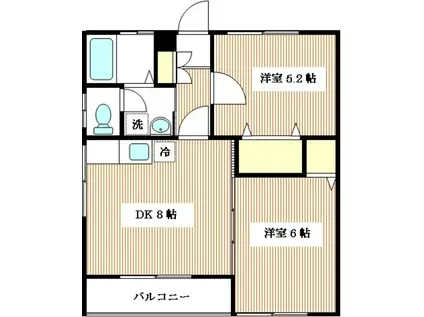 ブルーベルハイツ2(2DK/1階)の間取り写真