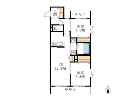 MS GARDEN エムズガーデン(2LDK/1階)の間取り写真