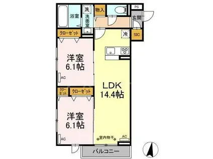 アヴァンス西が丘(2LDK/3階)の間取り写真