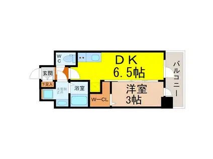 エステムコート名古屋鶴舞IIレアーヴ(1DK/10階)の間取り写真