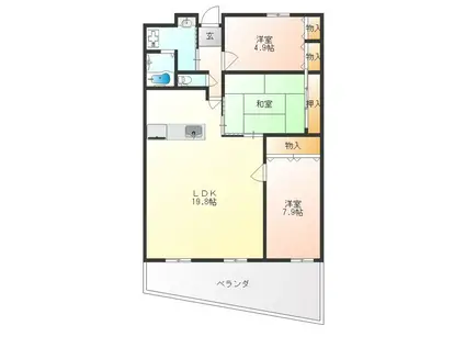 ハウス謙吉(3LDK/1階)の間取り写真