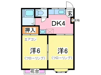 ネオシティ弐(2DK/1階)の間取り写真