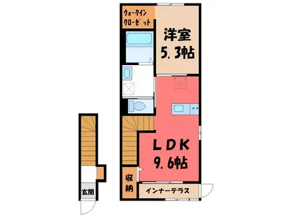 プリュニエ(1LDK/2階)の間取り写真