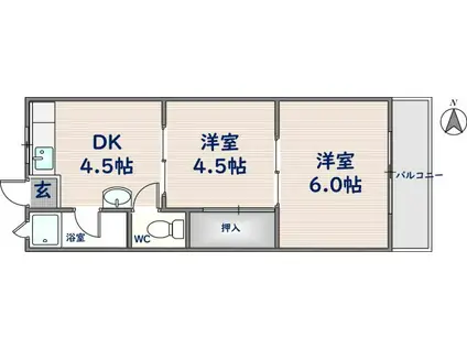 加藤ハイツ(2DK/2階)の間取り写真
