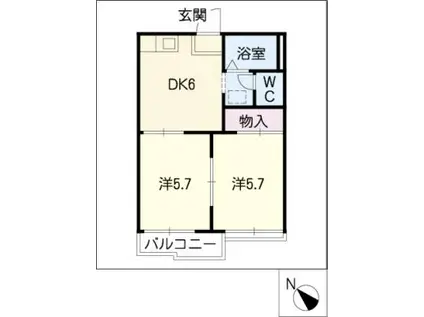 コーポおうげん(2DK/2階)の間取り写真