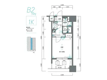サヴォイ クラウド スケープ(1K/9階)の間取り写真