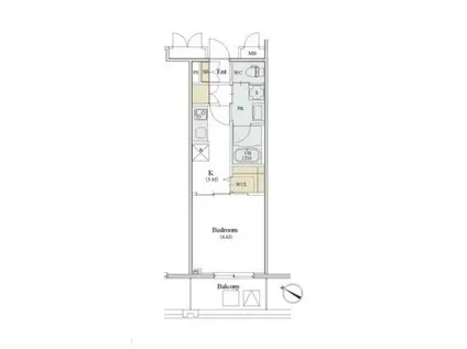 カスタリア人形町III(1K/4階)の間取り写真