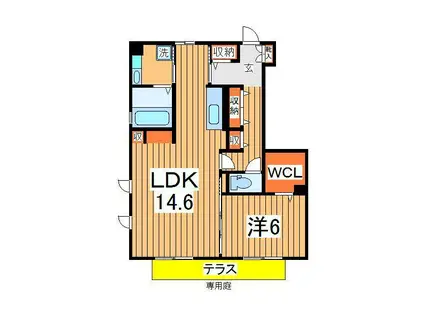 リヴィール ソワ2(1LDK/1階)の間取り写真