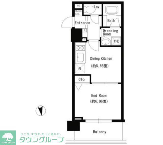 パークキューブ上野(1K/4階)の間取り写真