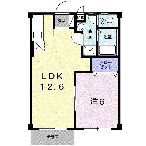 エレガンス鶴(1LDK/1階)の間取り写真
