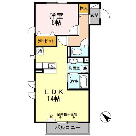 ラフィネ(1LDK/3階)の間取り写真