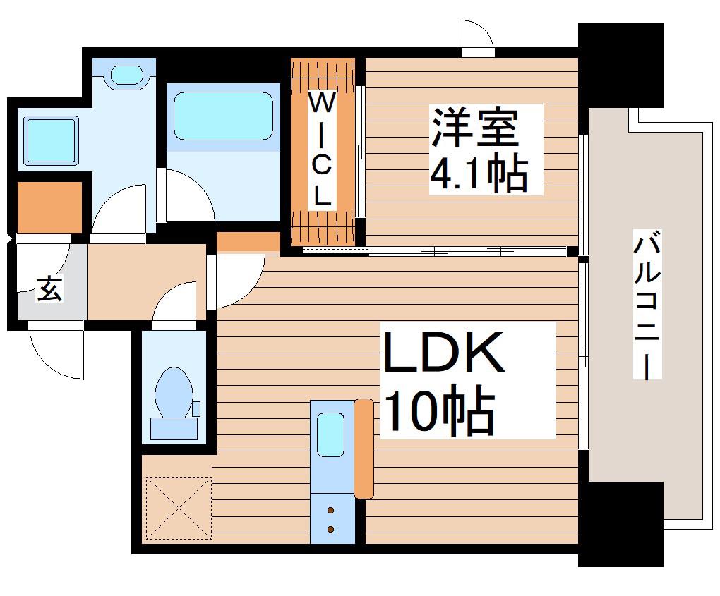 デュオフラッツ仙台木町通リネア(1LDK/9階)の間取り写真