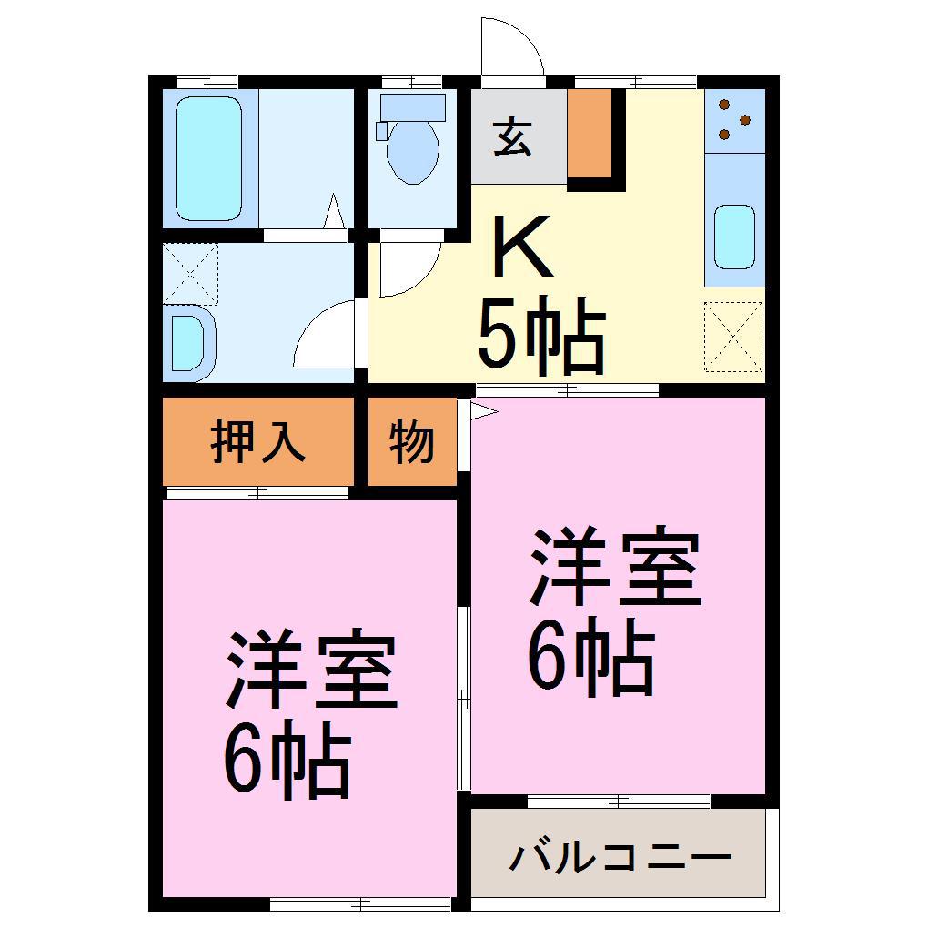 パールハウス B(2K/2階)の間取り写真