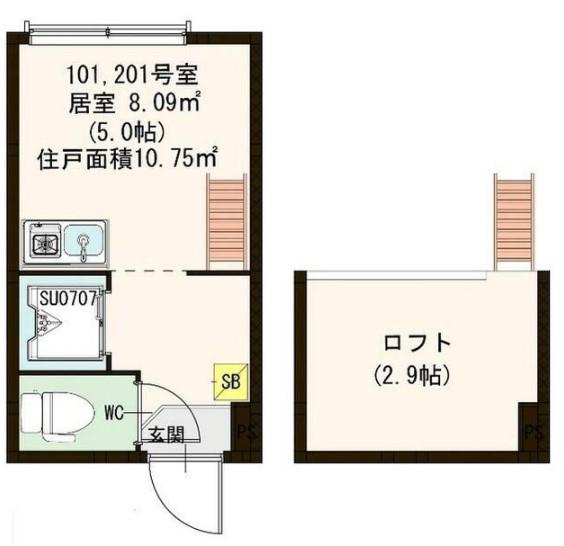 都営浅草線 浅草橋駅 徒歩3分 2階建 築10年(ワンルーム/1階)の間取り写真