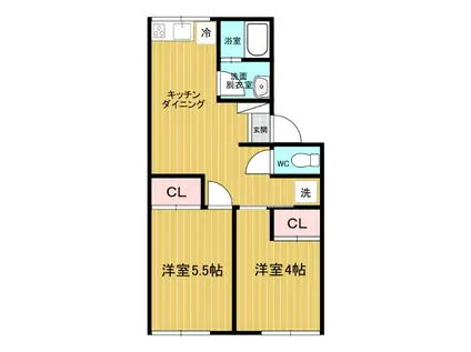シンフォニー石坂 I(2DK/1階)の間取り写真