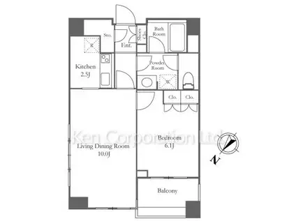 PARKAXIS白金台(1LDK/14階)の間取り写真